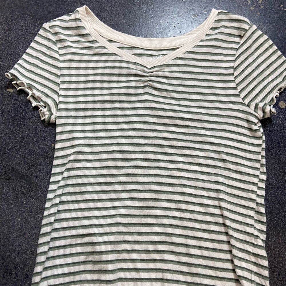 Green striped baby tee